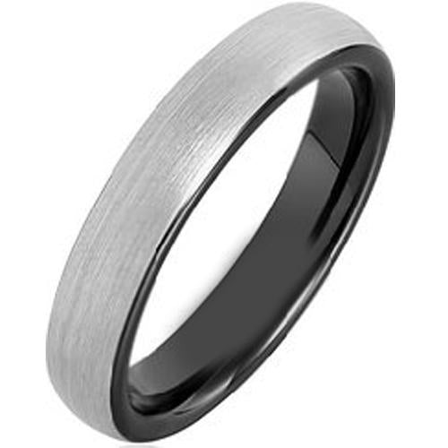 Platinum Rings For Men Black Platinum White Tungsten Carbide Dome Court Matt Satin Ring