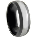 Platinum Rings For Men Black Platinum White Tungsten Carbide Dome Court Matt Shiny Ring