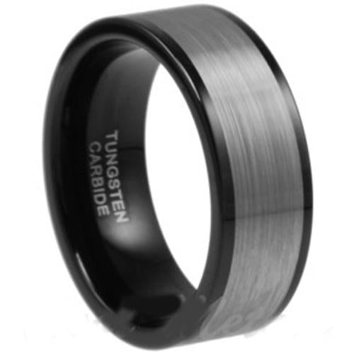 Platinum Rings For Men Black Platinum White Tungsten Carbide Matt Shiny Flat Ring