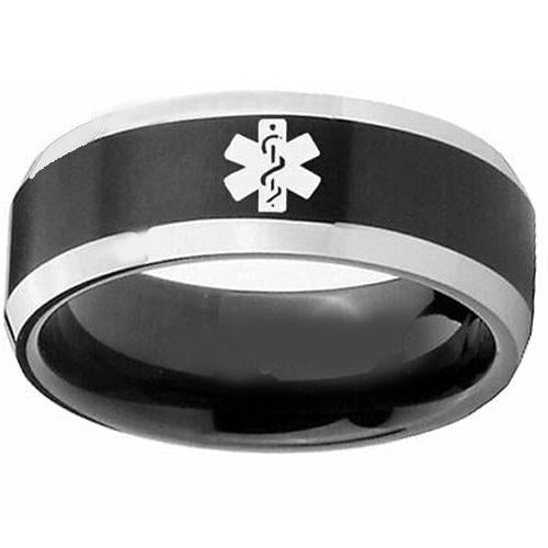 Platinum Rings Black Platinum White Tungsten Carbide Medic Alert Ring