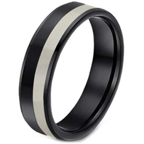 Platinum Rings For Men Black Platinum White Tungsten Carbide Flat Ring
