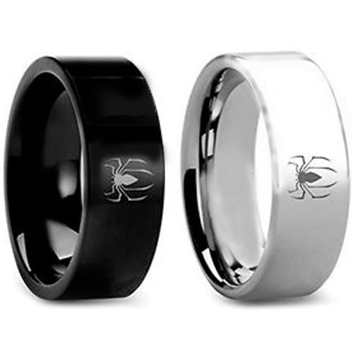 Men's Platinum Band Rings Black Platinum White Tungsten Carbide Spiderman Flat Ring