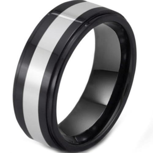 Platinum Rings For Men Black Platinum White Tungsten Carbide Step Ring