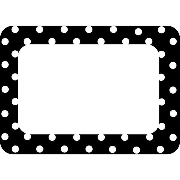 BLACK POLKA DOTS 2 NAME TAGS-Learning Materials-JadeMoghul Inc.