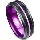 Black Promise Rings Black Purple Tungsten Carbide Center Groove Step Ring