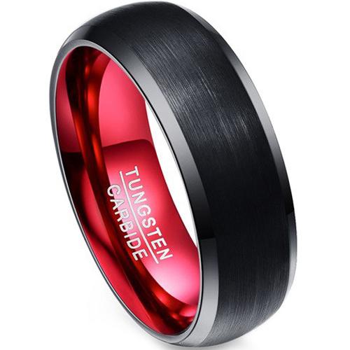 Black Wedding Rings For Her Black Red Tungsten Carbide Ring