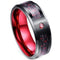 Black Wedding Rings For Her Black Red Tungsten Carbide Carbon Fiber Ring With Created Red Ruby