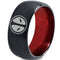 Black Wedding Rings Black Red Tungsten Carbide Deadpool Dome Ring