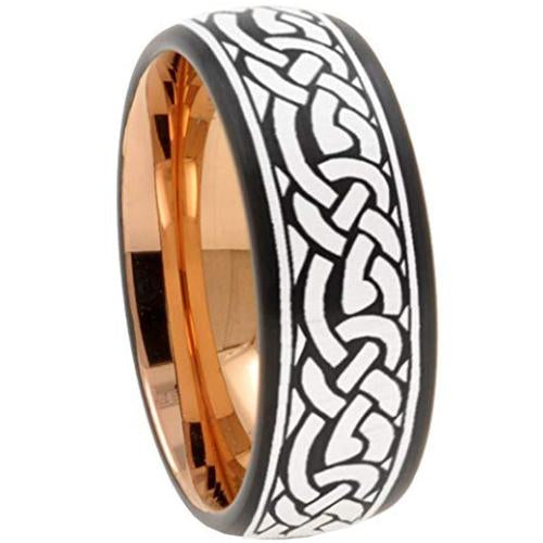 Black Wedding Rings Black Rose Pink Tungsten Carbide Celtic Dome Ring