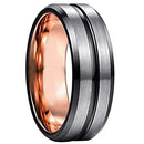 Silver Rings Black Rose Silver Tungsten Carbide Center Groove Ring