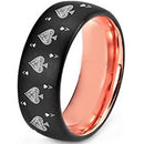 Black Rings For Women Black Rose Tungsten Carbide Aces of Spades Dome Ring