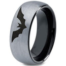 Silver Ring For Men Black Silver White Tungsten Carbide Bat Dome Ring