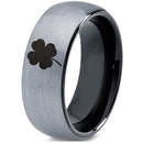 Silver Ring For Men Black Silver White Tungsten Carbide Clover Dome Ring