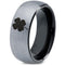 Silver Ring For Men Black Silver White Tungsten Carbide Clover Dome Ring