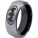 Silver Engagement Rings Black Silver White Tungsten Carbide Dome Court Batman Ring