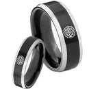 Silver Ring For Men Black Silver White Tungsten Carbide Firefighter Ring