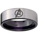 Silver Engagement Rings Black Silver White Tungsten Carbide Marvel Avengers Flat Ring