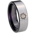 Silver Ring For Men Black Silver White Tungsten Carbide Pipe Cut Flat Supernatural Ring