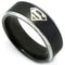 Silver Engagement Rings Black Silver White Tungsten Carbide Superman Ring