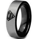 Silver Engagement Rings Black Silver White Tungsten Carbide Superman Flat Ring