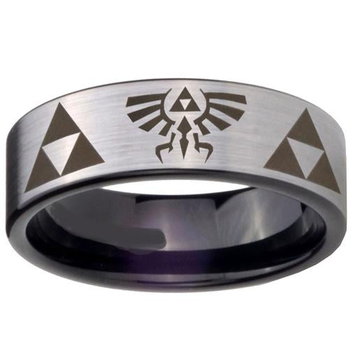 Silver Engagement Rings Black Silver White Tungsten Carbide Triforce Legend of Zelda 