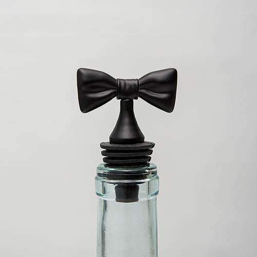 Black Tie Bottle Stopper (Pack of 6)-Popular Wedding Favors-JadeMoghul Inc.