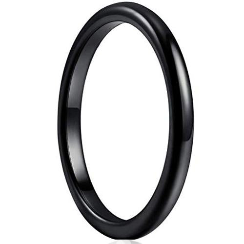 Black Wedding Rings For Men Black Tungsten Carbide 2mm Dome Ring
