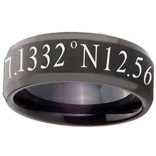 Black Engagement Rings For Her Black Tungsten Carbide  Coordinate Ring