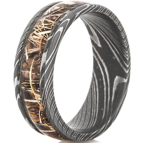 Black Tungsten Rings Black Tungsten Carbide  Damascus Ring With Camo