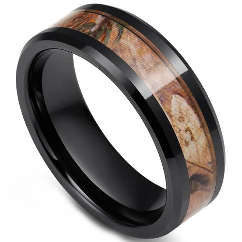 Tungsten Rings For Women Black Tungsten Carbide Ring With Camo