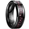 Black Promise Rings Black Tungsten Carbide Ring With Carbon Fiber and Vine