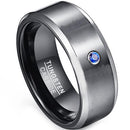 Black Wedding Rings For Her Black Tungsten Carbide Ring With Created Blue Sapphire