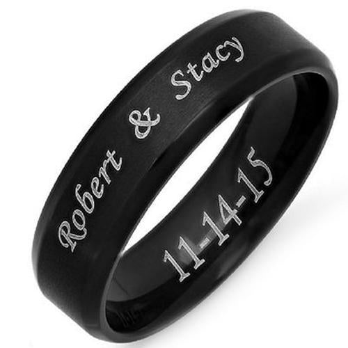 Black Tungsten Rings Black Tungsten Carbide Ring With Custom Engraving