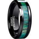 Wooden Rings Black Tungsten Carbide Ring With Green Wood