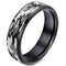 Black Ring Black Tungsten Carbide Camo Pattern Beveled Edges Ring
