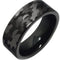 Black Ring Black Tungsten Carbide Camo Pattern Pipe Cut Flat Ring