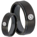 Black Promise Rings Black Tungsten Carbide Captain America Step Ring