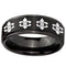 Black Wedding Rings For Men Black Tungsten Carbide Celtic Fleur De Lis Step Ring