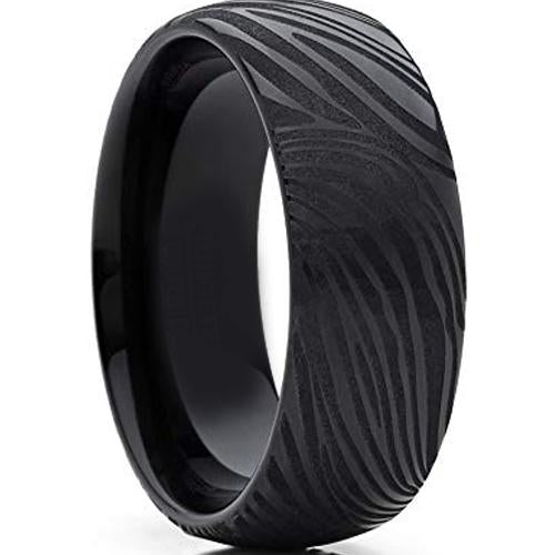 Tungsten Carbide Rings Black Tungsten Carbide Damascus Dome Ring