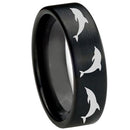 Black Tungsten Rings Black Tungsten Carbide Dolphin Pipe Cut Flat Ring