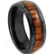 Wooden Wedding Rings Black Tungsten Carbide Dome Court Damascus Ring With Koa Wood