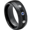 Black Band Ring Tungsten Carbide Dome with Genuine Diamond & Blue Sapphire