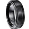 Black Promise Rings Black Tungsten Carbide Double Grooves Step Ring