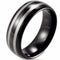Black Ring Black Tungsten Carbide Double Lines Dome Court Ring