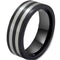 Black Ring Black Tungsten Carbide Double Lines Pipe Cut Flat Ring