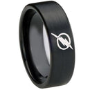 Black Tungsten Rings Black Tungsten Carbide Flash Lightning Flat Ring