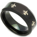 Black Tungsten Rings Black Tungsten Carbide Fleur De Lis Ring