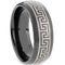 Black Rings For Men Black Tungsten Carbide Greek Key Great Wall Pattern Dome Ring