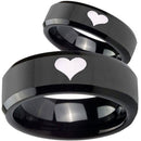 Men's Tungsten Wedding Rings Black Tungsten Carbide Heart Ring