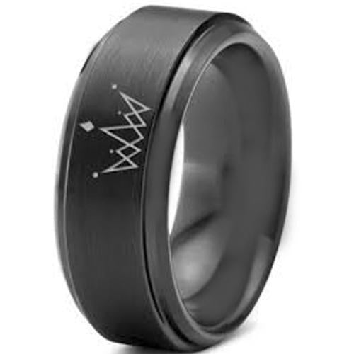 Black Engagement Rings Black Tungsten Carbide King Crown Step Ring